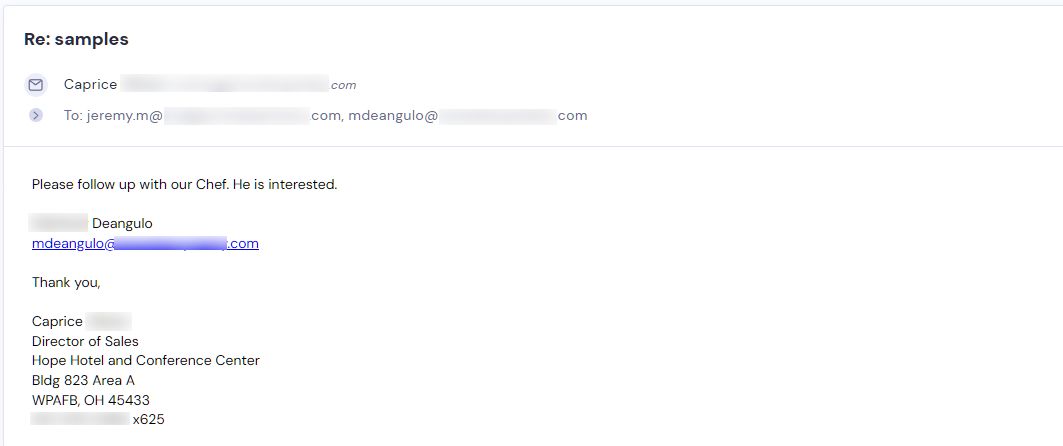 Retailer reply from CMJJ Gourmet
